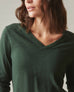 Women's Premium Slub V-Neck Long Sleeve Tee - Green Moss
